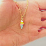 Pastel Ice Cream Necklace gold cute summer jewelry gift for her unique fun miniature food jewelry for women colorful gift for teens, bff