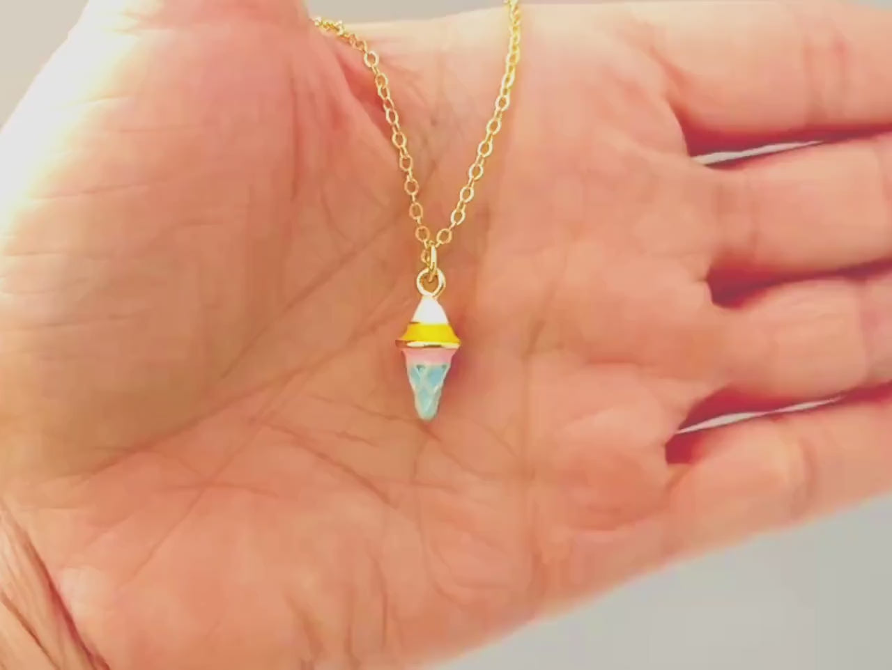Pastel Ice Cream Necklace gold cute summer jewelry gift for her unique fun miniature food jewelry for women colorful gift for teens, bff