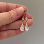 Boho Moonstone and crystal earrings14k gold fill, Silver