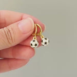 Dainty Soccer Earrings Gold Huggie Hoops, Soccer Player Jewelry, team mom coach gift for Her, Sports Earrings cute sporty accessories