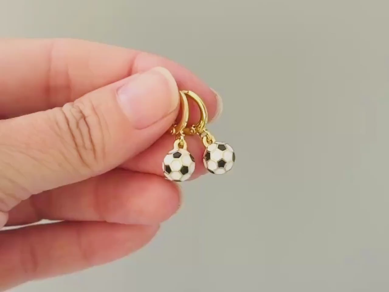 Dainty Soccer Earrings Gold Huggie Hoops, Soccer Player Jewelry, team mom coach gift for Her, Sports Earrings cute sporty accessories