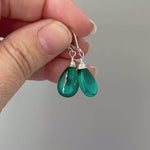 Emerald Green Earrings Dangle Sterling Silver 14k Gold fill