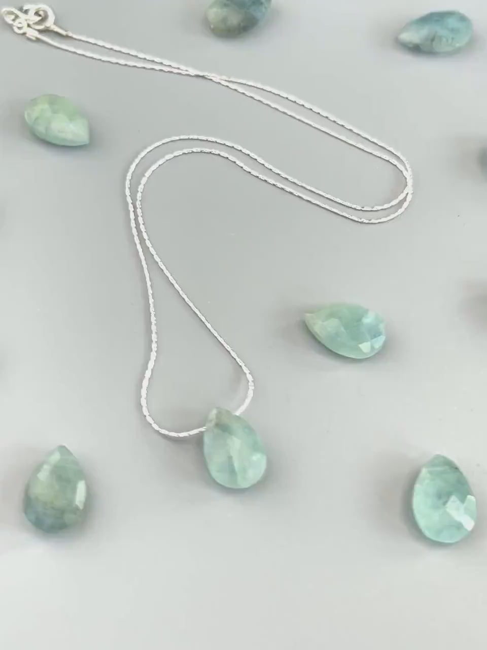 Aquamarine Necklace Sterling Silver