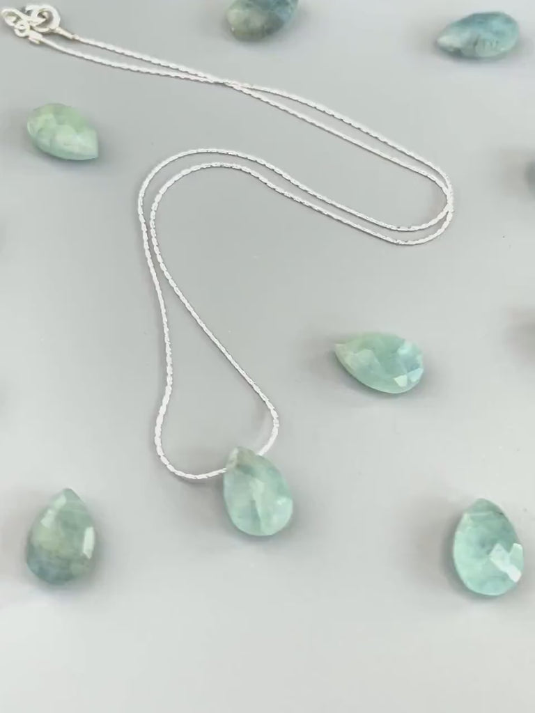 Aquamarine Necklace Sterling Silver