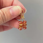 Sunstone Earrings Dangle, Gold Oregon Sunstone Jewelry lightweight sterling silver dainty orange gemstone jewelry artisan handmade gift