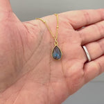 Labradorite Pendant Necklace Gold, Sterling Silver blue gemstone jewelry for women  handmade layering choker necklace gift for daughter, mom