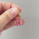 Dainty Pink Topaz earrings dangle Sterling Silver, Rose Gold 14k Gold fill dangly November Birthstone artisan handmade gemstone jewelry gift