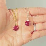 Dainty Genuine Ruby Necklace in Sterling Silver, 14k Gold, or Rose Gold
