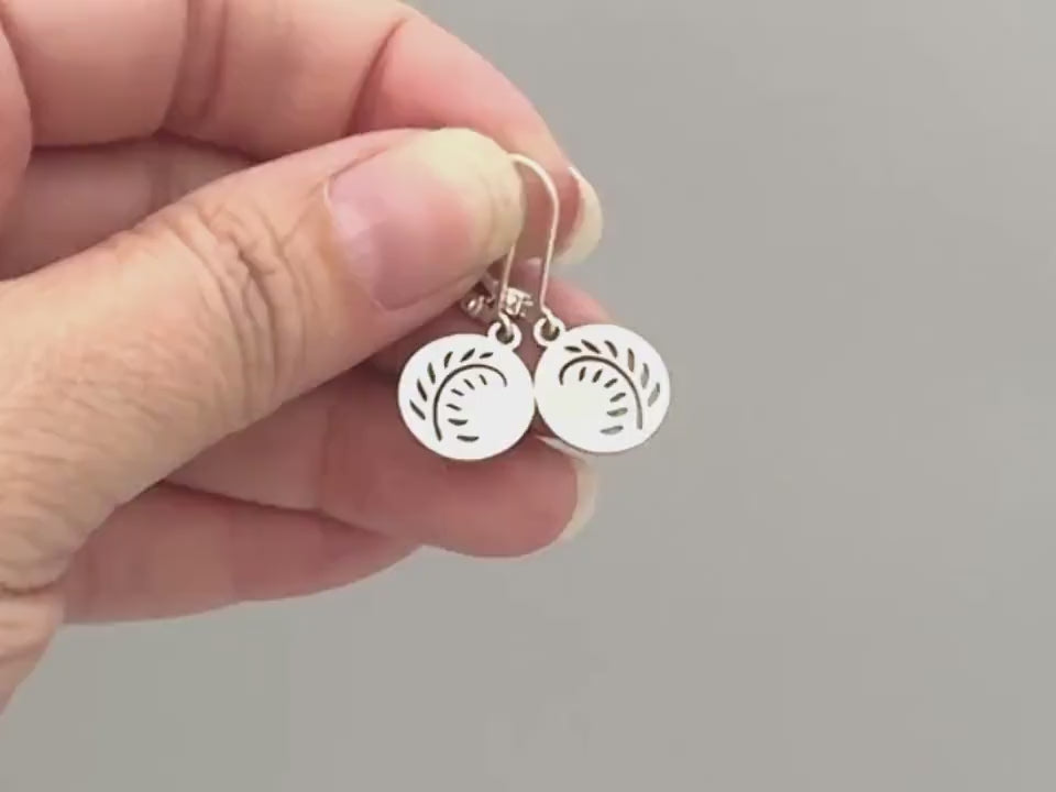 Leaf Fern Earrings Huggie Hoops dangle Sterling Silver lightweight botanical plant earrings Handmade Jewelry gift for gardener sister friend