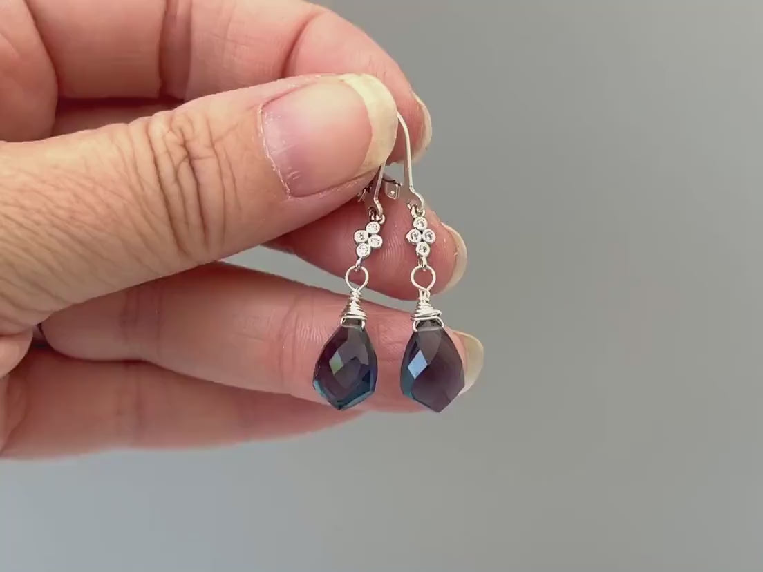London Blue Topaz and Crystal earrings dangle