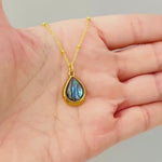Teardrop Abalone Necklace, Gold Summer Ocean Jewelry, Abalone Shell Pendant Necklace, Coastal Beach Jewelry, Mermaid Necklace Gift for Her