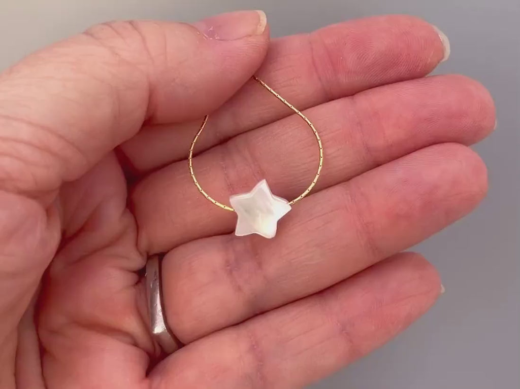 Dainty Star Necklace, Mother of Pearl shell choker necklace gold, sterling silver, handmade beachy summer jewelry for bridesmaids, mom