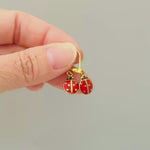 Dainty Ladybug Earrings dangle Gold Leverbacks handmade cottagecore minimalist nature inspired bug jewelry gift for gardeners, sister, bff