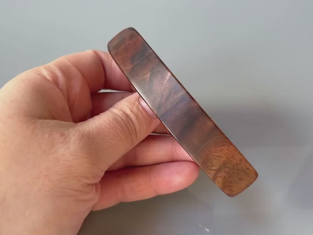 Large Curly Walnut Wood Hair Clip Barrette for Thick Hair