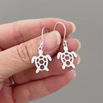 Sea Turtle Earrings dangle Gold, Sterling Silver handmade jewelry gift for animal lovers unique tortoise beachy gifts for sister, leverbacks