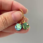 Dainty Abalone Shell Earrings dangle Sterling Silver