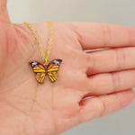 Monarch Butterfly Necklace Gold handmade nature inspired jewelry for her gift for gardeners, mom, sister orange cottagecore charm necklace