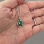 Emerald Necklace Sterling silver Handmade green gemstone pendant Genuine Raw Emerald handmade jewelry layering necklace May Birthstone