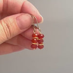 Carnelian Earrings dangle, 14k gold, sterling silver boho dangly orange red gemstone lightweight everyday jewelry for women July Birthstone