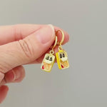 Sardine Earrings gold Huggie Hoops, cute fish earrings trendy ocean jewelry, unique fun whimsical novelty coastal nautical gift for women