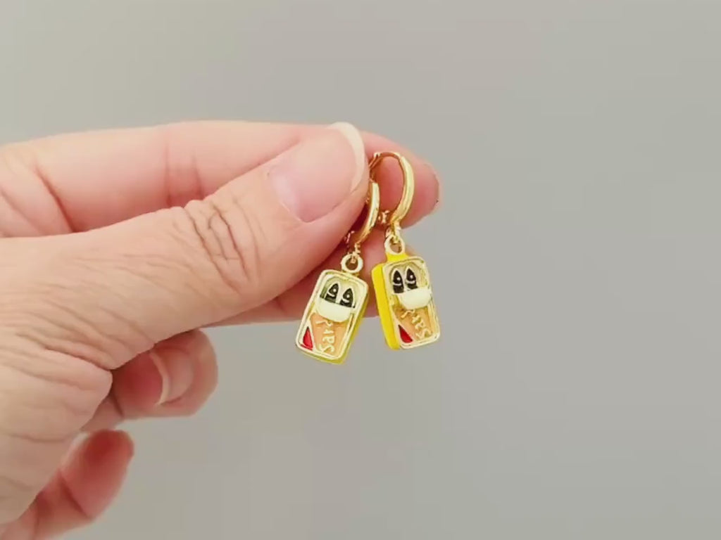 Sardine Earrings gold Huggie Hoops, cute fish earrings trendy ocean jewelry, unique fun whimsical novelty coastal nautical gift for women
