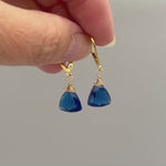 Dainty Sapphire Blue Earrings dangly 14k gold sterling silver boho dangle gemstone handmade jewelry for women September Birthstone