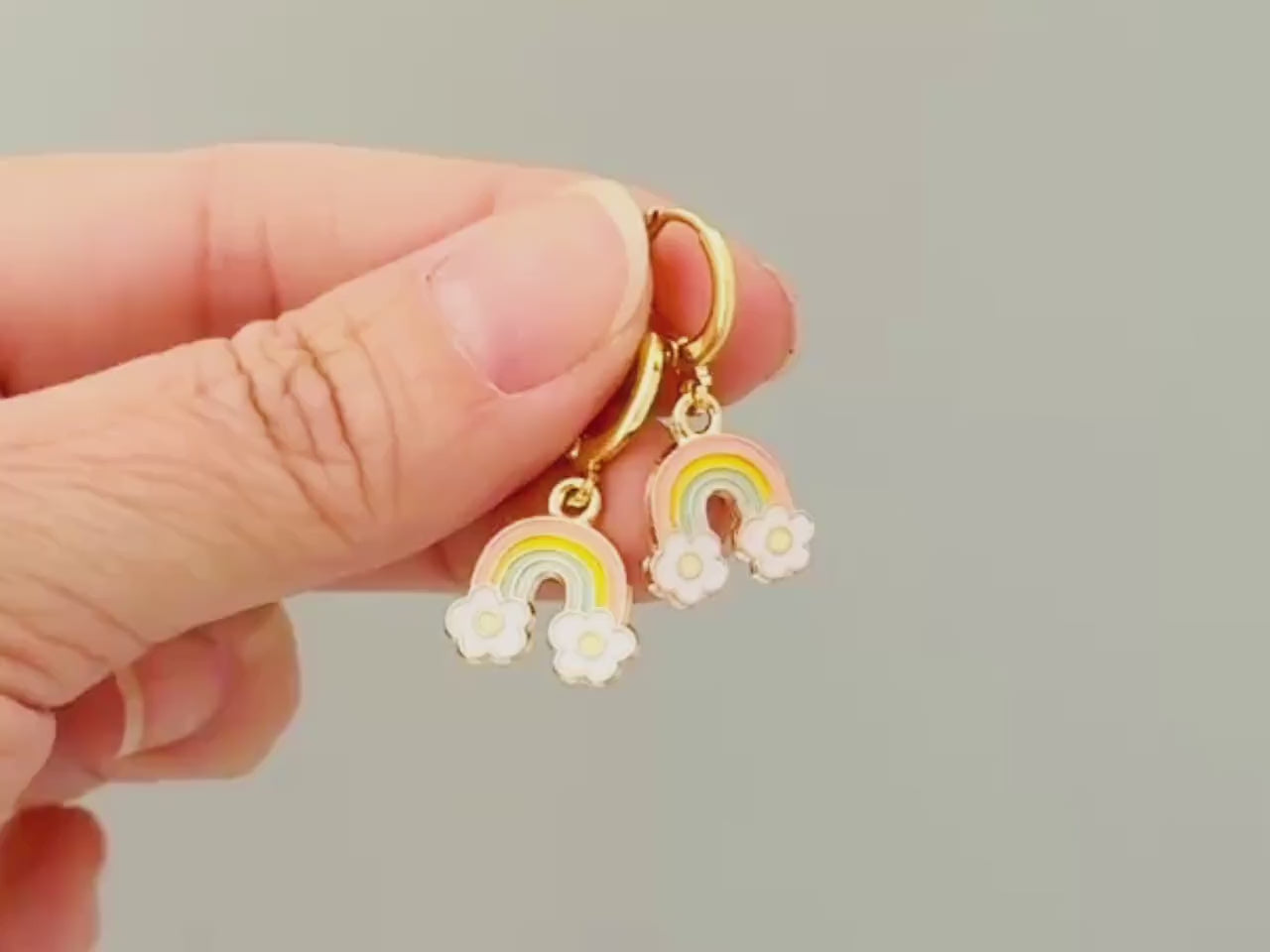 Pastel Rainbow Earrings cute flower Huggie Hoops trendy colorful cloud earrings for women pride gift unique festival pride jewelry for women