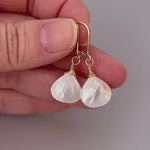 Mother of Pearl Earrings Gold, Silver Iridescent Summer Jewelry for Beach wedding