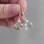Green Amethyst earrings Dangle Sterling Silver, Rose 14k Solid Gold Prasiolite Jewelry