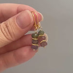 Watermelon Tourmaline Earrings dangle, 14k gold boho gemstone  jewelry