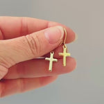 Dainty Gold Cross Earrings dangle sterling silver minimalist religious faith jewelry for women Christian communion confirmation gift for her