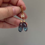 Crystal London Blue Topaz Quartz earrings dangle, drop gold