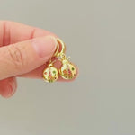 Dainty Rainbow Crystal Ladybug Earrings Gold huggie hoops handmade colorful cottagecore nature inspired bug jewelry gift for gardeners, bff