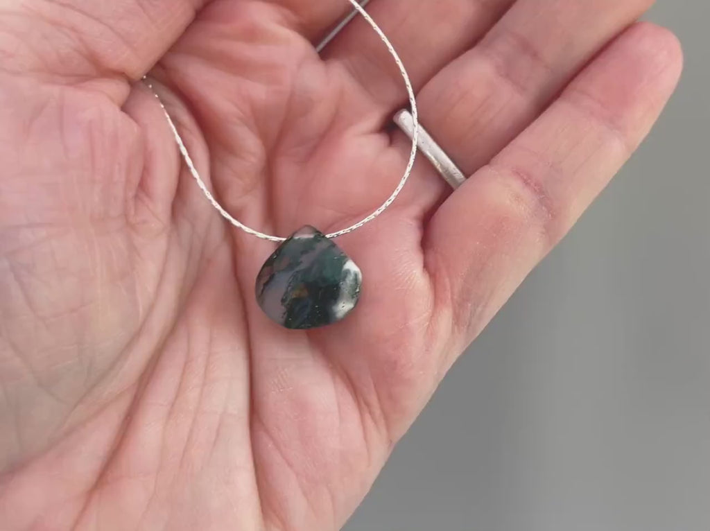 Moss Agate necklace, Handmade crystal gemstone choker necklace for women