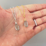 Aquamarine Necklace 14k Gold, Silver, Rose Gold Handmade gemstone layering pendant blue quartz Jewelry March birthstone gift for mom, wife