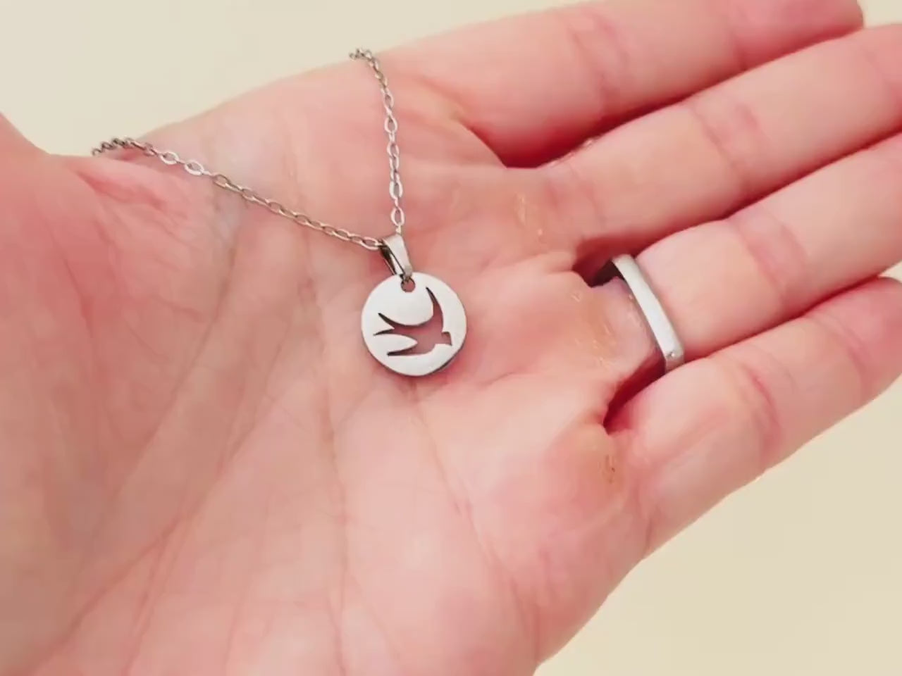 Dainty Silver Swallow Necklace handmade minimalist bird jewelry gift for nature lovers gardeners sisters friends  stainless steel pendant