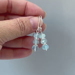 Aquamarine earrings dangle, Sterling Silver, Boho, 14k Rose Gold fill dangly handmade March Birthstone artisan gemstone jewelry for women