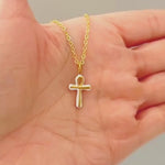 Gold Ankh Necklace, Egyptian Cross Pendant, White Enamel Ankh Charm Necklace, Spiritual Jewelry, Ancient Egyptian Jewelry gift for her
