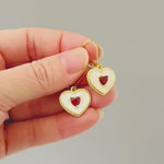 Gold Red Heart Earrings Dangle Handmade red garnet gemstone jewelry January birthstone Mothers Day gift for mom her romantic Valentines Day