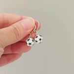 Dainty Soccer Earrings Silver Huggie Hoops, Soccer Player Jewelry, team mom coach gift for Her, Sports Earrings cute football accessories