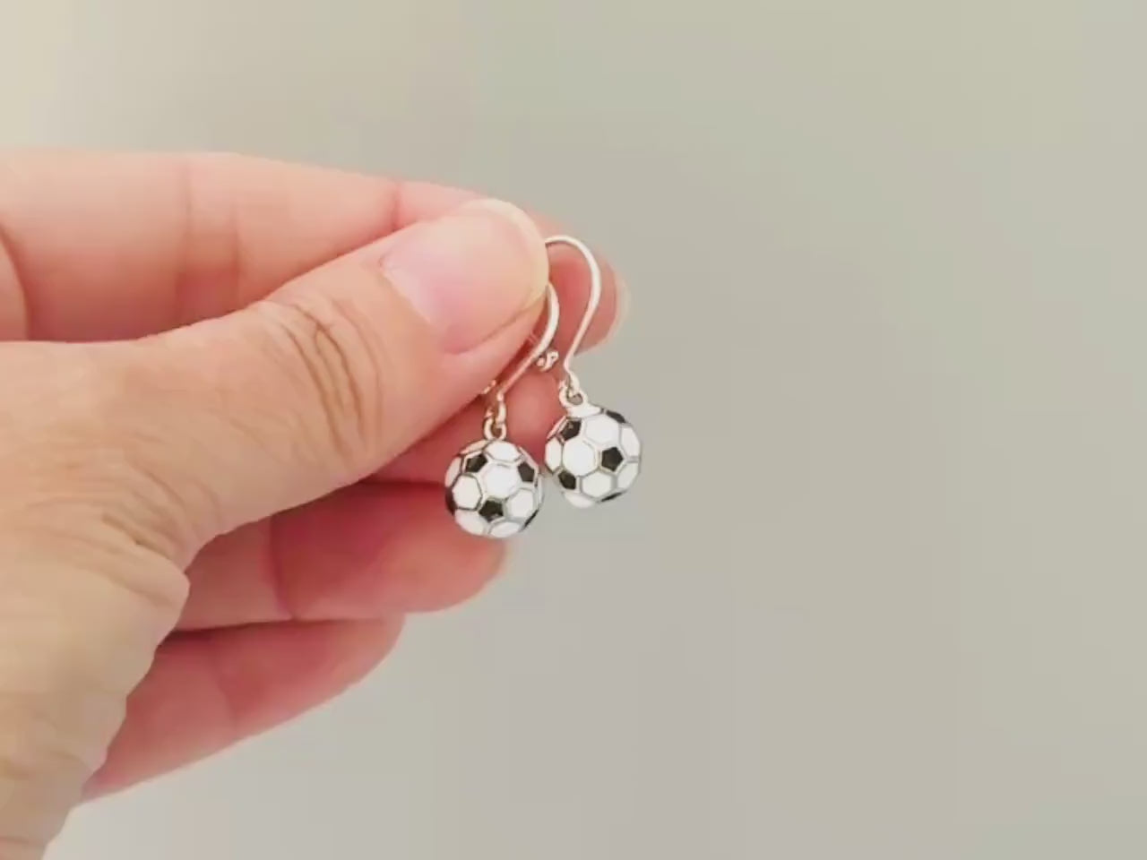 Dainty Soccer Earrings Silver Huggie Hoops, Soccer Player Jewelry, team mom coach gift for Her, Sports Earrings cute football accessories