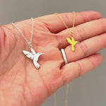 Hummingbird Necklace Silver, bird charm pendant necklace
