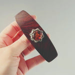 Genuine Baltic Amber Gemstone Barrette, Cocobolo Rosewood luxury hair clip