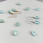 Long Aquamarine Earrings Gold Leverback