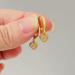 Dainty Gold Heart Earrings Dangle Huggie Hoops Crystal Heart Charm earrings for women handmade Valentines day jewelry gift for friend, moms