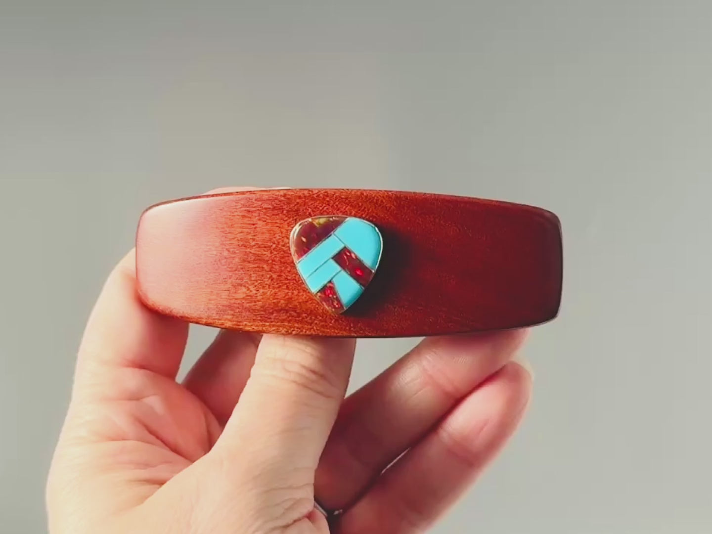 Pink Ivory Sterling Silver Opal and Turquoise Gemstone barrette, luxury hair clip Medium