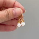 Citrine and Pearl Earrings dangle 14k gold
