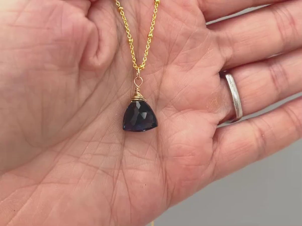 London Blue Topaz Quartz Necklace Gold, Silver, Rose Gold