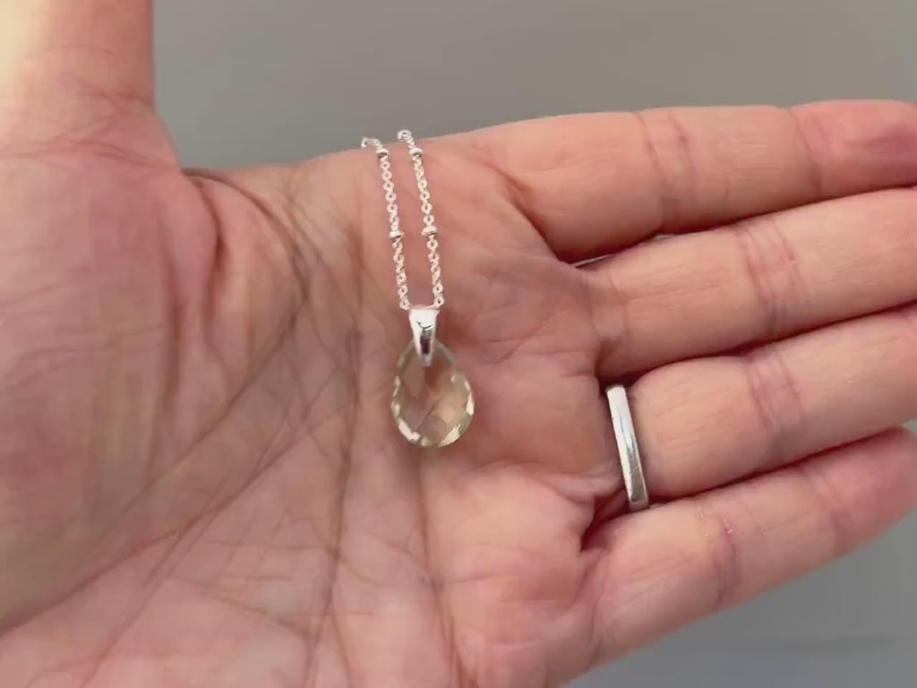 Green Amethyst Necklace Handmade sage green gemstone pendant