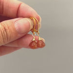 Sunstone earrings dangle 14k gold, Sterling Silver, Rose Gold Dainty, Dangly tear drop crystal Oregon Orange gemstone jewelry for women